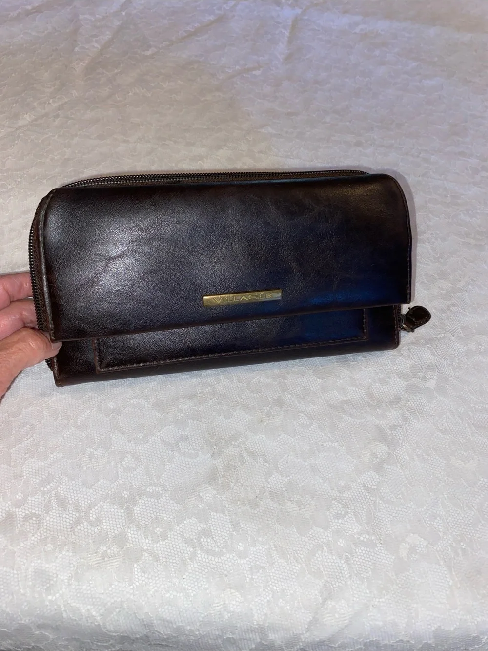 Villager Dark Brown Trifold Leather wallet